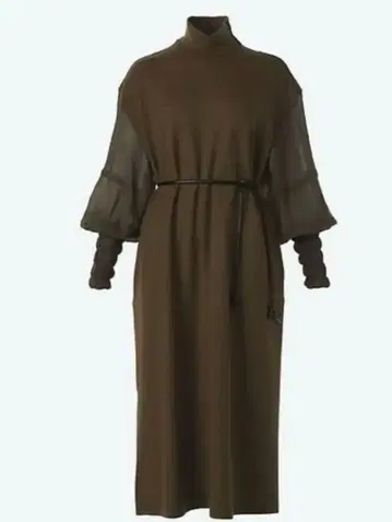 AKIRANAKA 트랜스페어런트 슬리브 원피스 카키