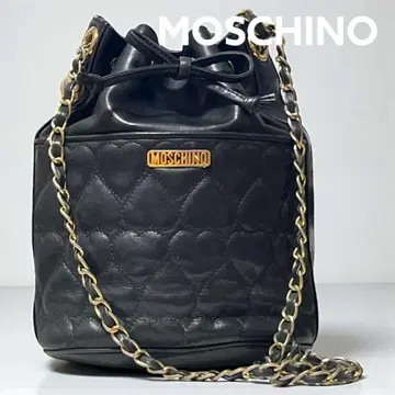 MOSCHINO 하트 무늬 퀼팅 골드 체인 숄더백
