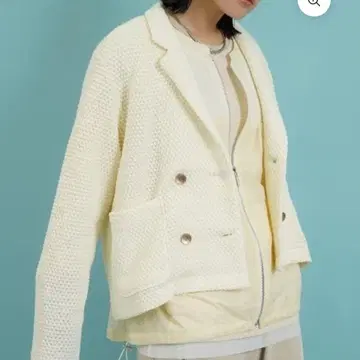 [ 새상품 ] CYAN TOKYO 와플 레이스 W 테일러드 자켓 아이보리