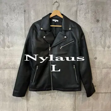 새상품급 NYLAUS 페이크 레더 자켓 더블 라이더 자켓 블랙 L