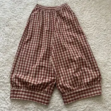 Samansa Mos2 밑단 절개 개더 팬츠 M 사이즈 레드 체크