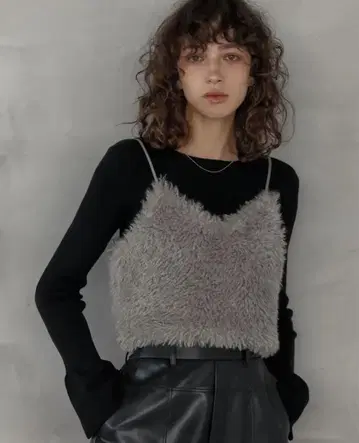 Re:EDIT 티베트 라무 인조 모피 뷔스티에 M