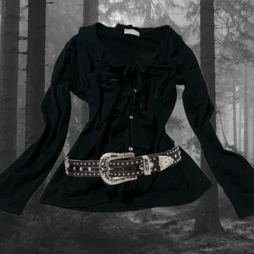 y2k 다크 코어 상의 프릴 리본 그런지 위시 코어