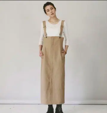 유니버셜 오버롤 하이웨스트 오버롤 스커트 L/베이지