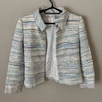 MORABITO paris 화이트 블루 스팽글 자수 자켓