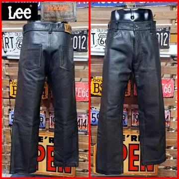 LEE x plicana 리 프리카나 스트레이트 가죽 팬츠 블랙 VI