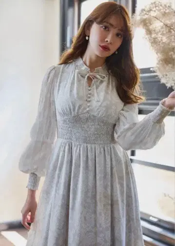 Winter Floral Long-sleeve Dress