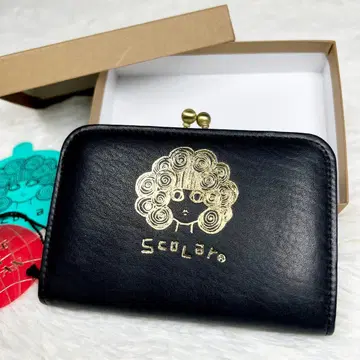 [ 미사용품 ] 스칼라 지갑 가마구치 코인 케이스 천연 가죽 가죽 스티커