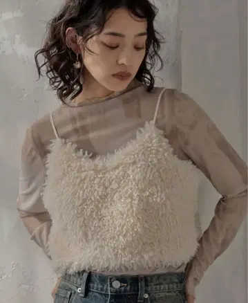 Re:EDIT 티베트 라무 인조 모피 뷔스티에 M