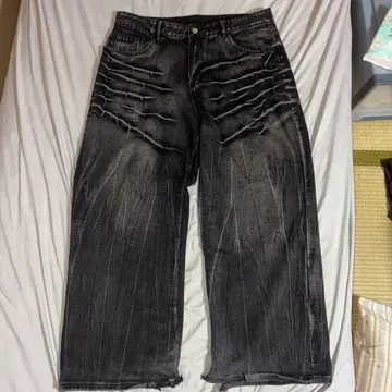 블랙 와이드 팬츠 배기 데님 스트릿 y2k archive 그런지 펑크