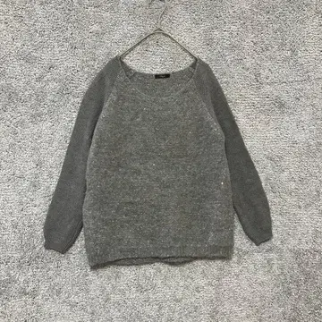 셰트와 절개 니트 스팽글 알파카 혼방 반짝반짝 모헤어 긴팔