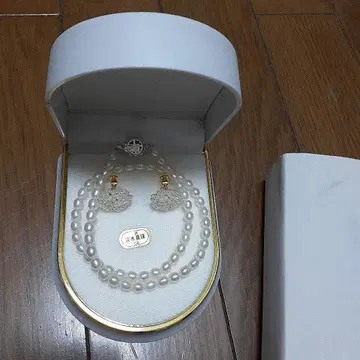 담수 진주 목걸이 귀찌 세트