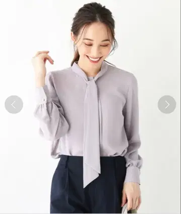 index 도트 모듬 리본 블라우스 퍼플 라벤더