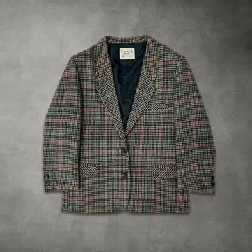 90s 울 자켓 테일러드 체크 빈티지 (M 사이즈)
