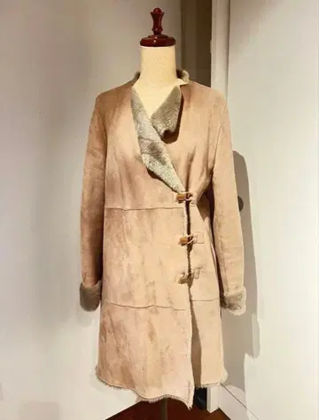 새상품급! Sov. 리얼 무스탕 코트 핑크 베이지