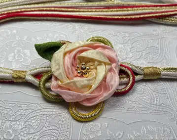 a-951 순수 실크 허리띠 후리소데 성인식 조립 끈 꽃 장식