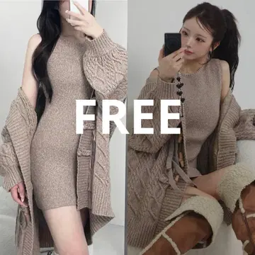 다리치 케이블 앙상블 니트 미니 원피스