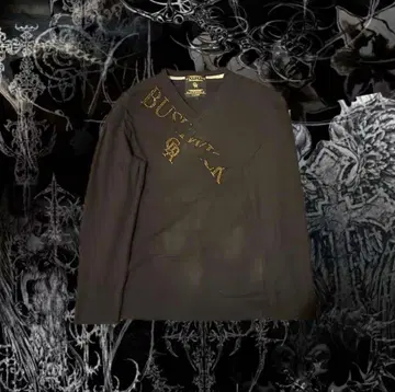 시크 스타일 갸루 남자 헤이세이 Y2k 그런지 v넥 롱T 블랙