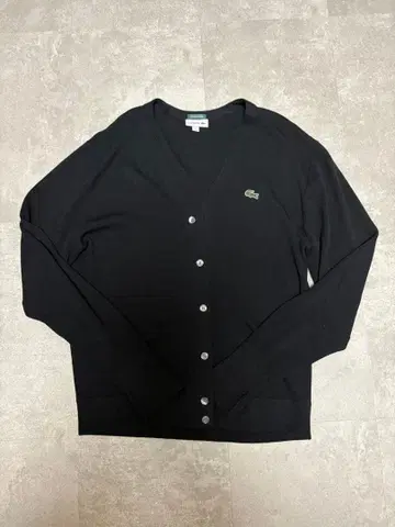 LACOSTE 블랙 V넥 가디건 US L
