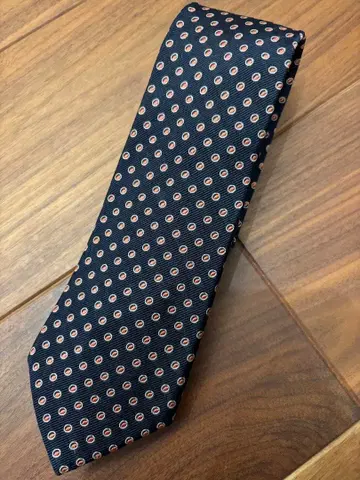 Paul Smith 넥타이 오렌지 도트 무늬 네이비