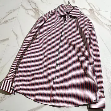 미사용급 보스 커터 셔츠 긴팔 셔츠 스트라이프 남성용 코튼