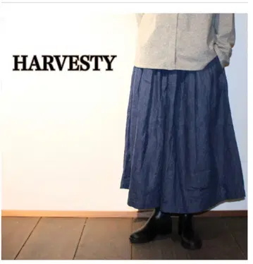 HARVESTY 하베스티 린넨 데님 큐롯 스커트 일본제 면린넨