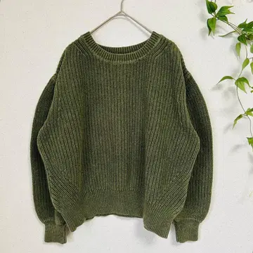 GAP 극태 리브 오버 사이즈 니트 코튼 100% M 카키