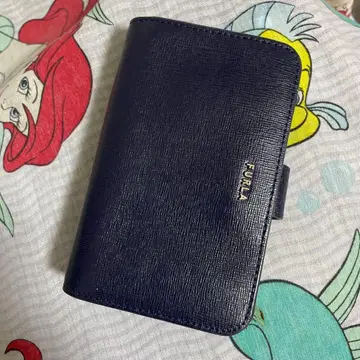 FURLA 접이식 지갑 네이비 가죽