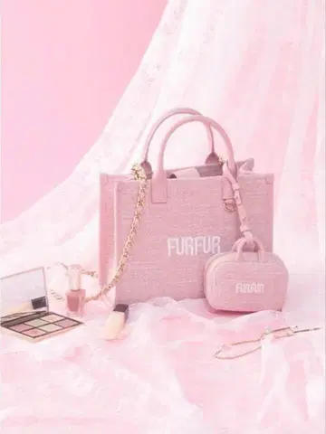 FURFUR 트위드 로고 토트 백