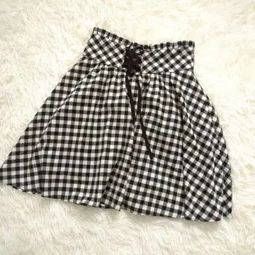 마제스틱 레곤 깅엄 체크 큐롯(M) 플레어 레이스업