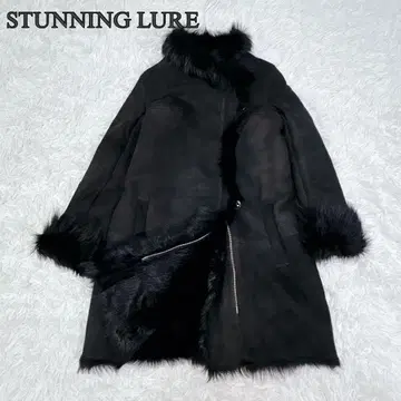 새상품급 STUNNING LURE 무스탕 코트 퍼 더블 지퍼 블랙