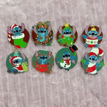 스티치 크리스마스 핀 배지 8개 세트 컴플리트 디즈니 스토어