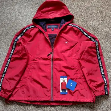 TOMMY HILFIGER 후드 부착 레드 후드티 L
