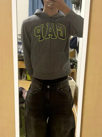 gap 지퍼 후드티 크롭 y2k