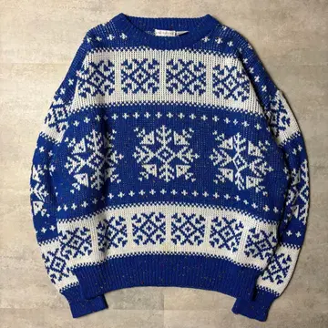 90s Claiborne 올 패턴 아크릴 울 니트 노르딕 스웨터