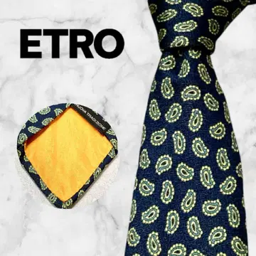 ETRO/에트로 넥타이 네이비 그린 올 패턴 페이즐리