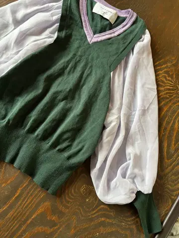 1% SHUHEI OGAWA 니트 & 시어 도킹 퍼프 슬리브 디자인 셔츠