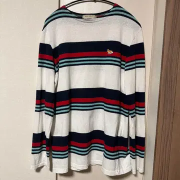 메종 키츠네 스트라이프 7부 소매 티셔츠 XS