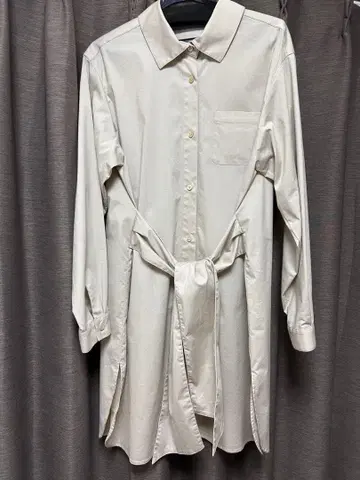 허리 리본 포함 긴팔 셔츠