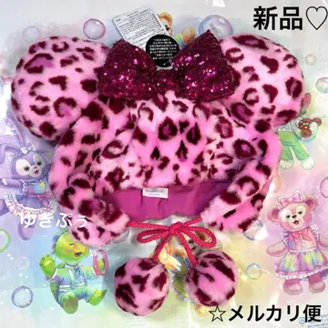 디즈니 미니 팬캡 레오파드 무늬 핑크