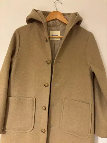 BEAMS BOY 후드 부착 롱 코트 베이지