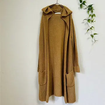 CECIL McBEE 후드 부착 롱 가디건 M 카멜 부드러운