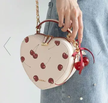 란다 2WAY 체리 프린트 하트 백