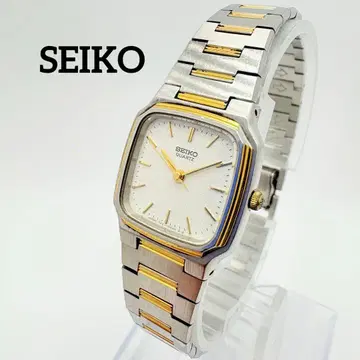새상품 배터리 작동 SEIKO 세이코 콤비 컬러 손목시계 스퀘어 드레스