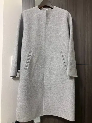 CINOH 울 캐시미어 노카라 코트 그레이