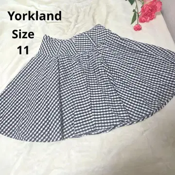 [ 오샤레 Yorkland ] 블랙 화이트 깅엄 체크 스커트 사이즈 11