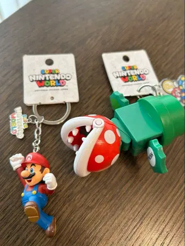 [USJ] 마리오 키링, 팩맨 플라워 키링 세트