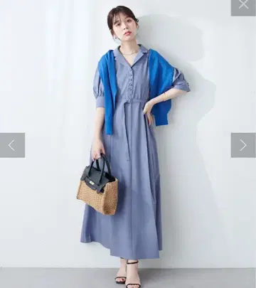 카라 포함 미 실루엣 원피스 블루