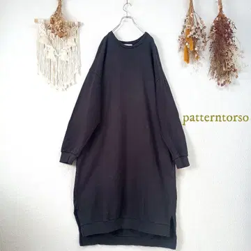 안티카 Antiqua patterntorso 맨투맨 원피스 F 블랙