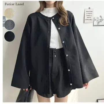 하트 버튼 니트 가디건